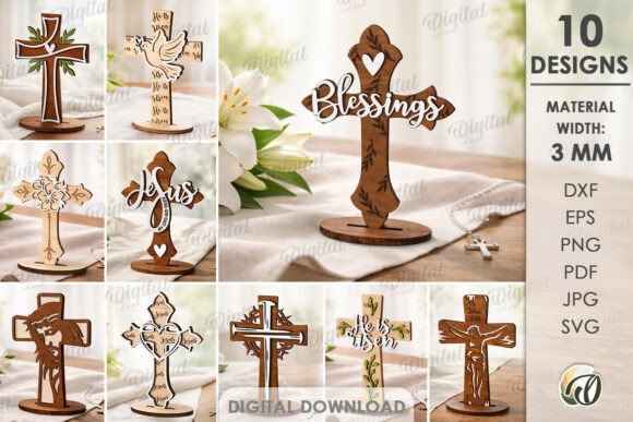 3D Christian Standing Crosses Bundle