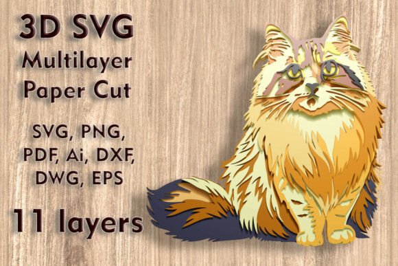 3D SVG Cat Paper Cut Files