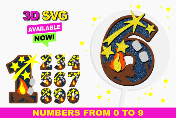 Camping Numbers 3D SVG for Digital Sellers