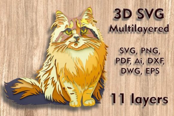 Cat 3D SVG Multilayer Laser Cut Files
