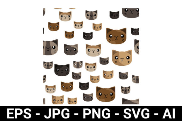 Cat Head Seamless Pattern for Background: A Versatile Graphic Design Asset
