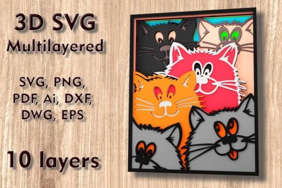 Cats 3D SVG Laser Cutting Files