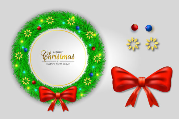 Christmas Wreath with Ribbon Vector: Graphics for Local Business Branding