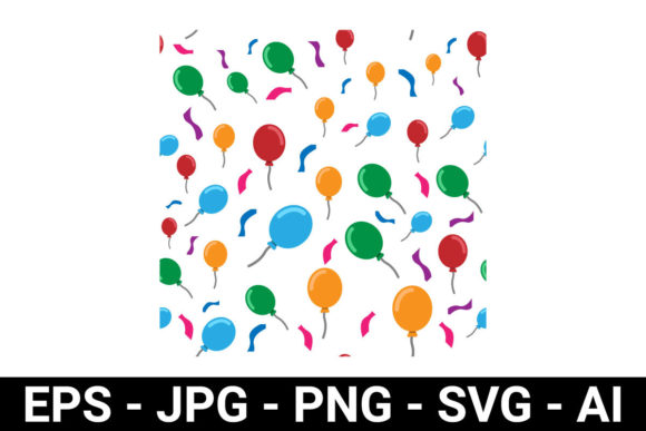 Colorful Balloon and Confetti Seamless Graphics for Local Business Branding