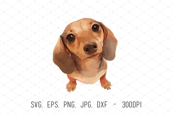 Cute Dachshund Dog Watercolor Clipart