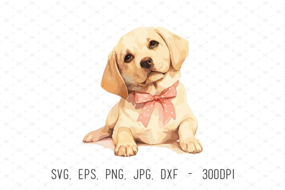 Cute Labrador Puppy Watercolor Clipart