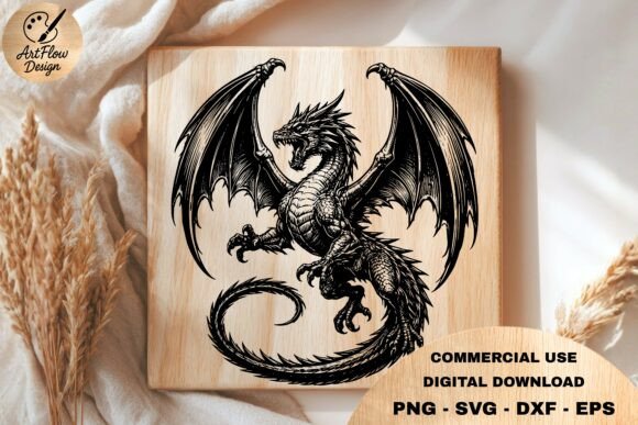 Dragon Engraving SVG for Graphics and Laser Engraving