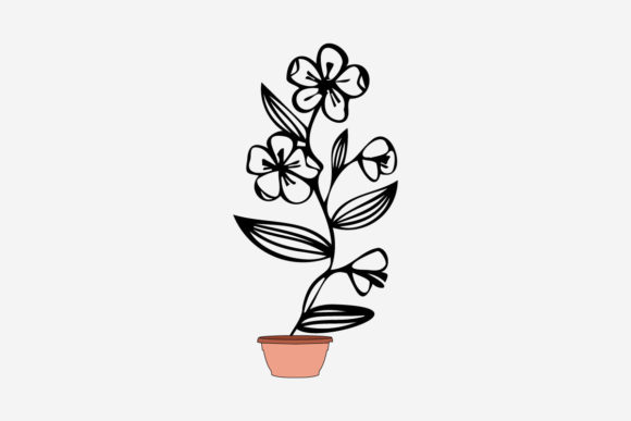 Floral Line Art Vector for Print Templates and Graphics Projects