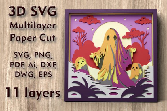 Ghost 3D SVG Multilayer Papercut Files