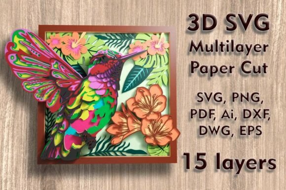 Hummingbird 3D SVG for Shadow Boxes