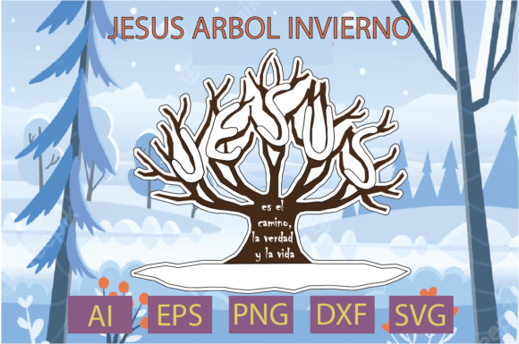 Jesús Árbol Invierno Graphics for T-Shirt Designs