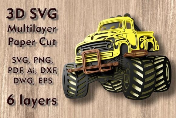Monster Truck 3D SVG PaperCut Files