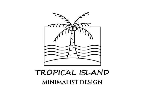 Paradise Line Art Icon Logo Minimalist Graphics