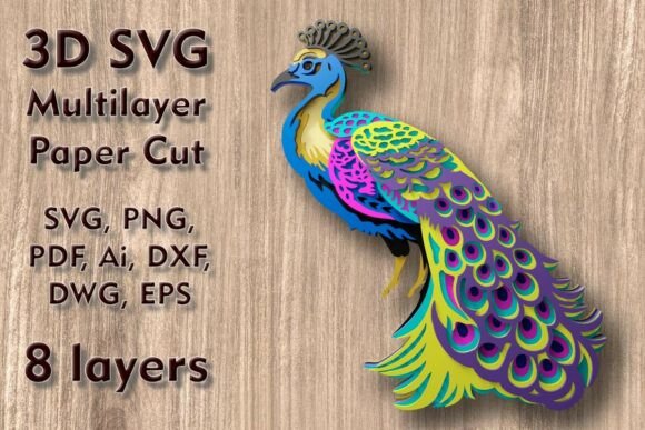 Peacock 3D SVG Multilayer PaperCut Files