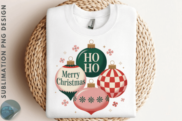 Retro Merry Christmas Ornament Balls PNG