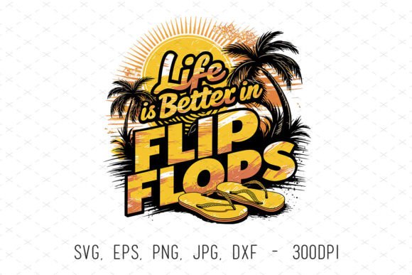 Retro Summer Quote Flip Flops Svg Png Graphics