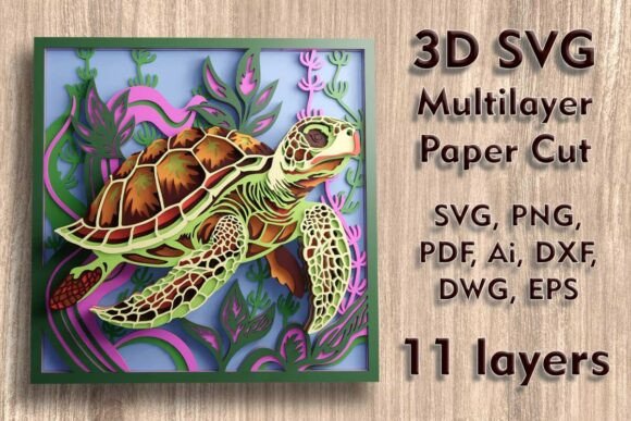 Sea Turtle 3d SVG Multilayer PaperCut Files