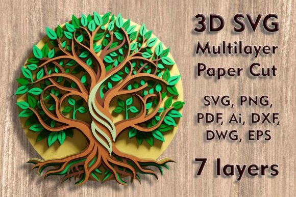 Tree of Life 3D SVG Ornaments for Editorial Design