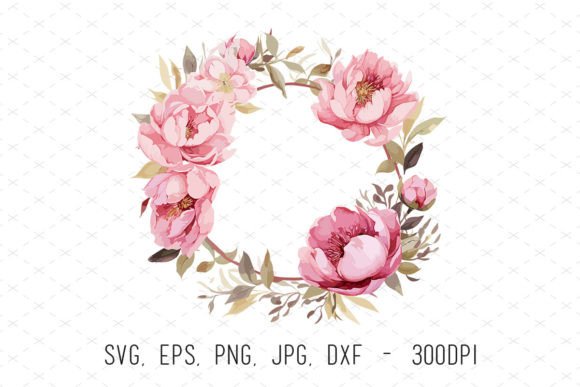 Watercolor Peonies Floral Frame Clipart