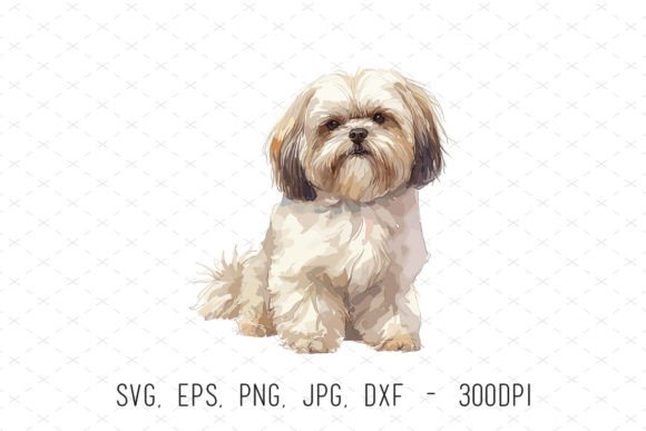 Watercolor Shih Tzu Dog Vector Clipart: Graphics and Illustrations for Creative Projects